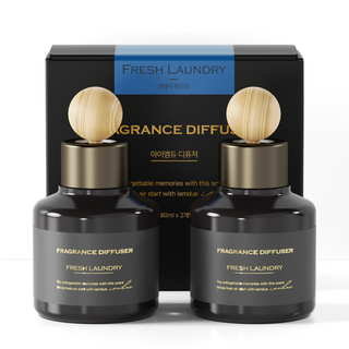 아이엠듀 차량용 퍼퓸 디퓨저 80ml 본품 x 2p + 우드볼스틱 2p 세트 본품, 프레시 런드리, 1세트