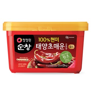 청정원순창 태양초 매운고추장 골드, 3kg, 1개 대표 이미지 - 고추장 추천
