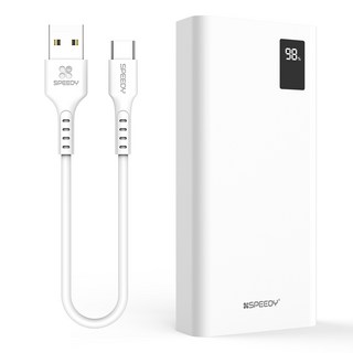 SPEEDY 슬림핏 PD 20W 고속충전 보조배터리 20000mAh 멀티단자 + 20W C타입 케이블, 화이트, SPE-B2PA20DPQ(C타입)