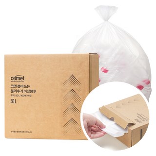 코멧 뽑아쓰는 분리수거 배접 투명 비닐봉투, 100개, 50L