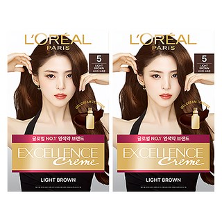로레알파리 NEW 엑셀랑스 크림 염색제, 5라이트브라운, 2개