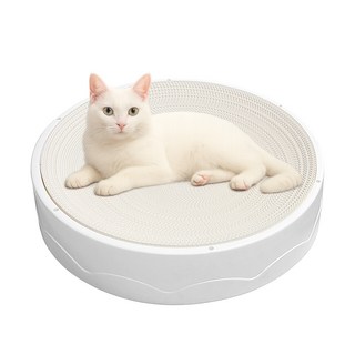 펫츠몬 고양이 더 커져 눕기편한 원형 스크래쳐, 크라프트 화이트, 1개