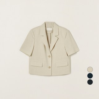 로엠 여성용 린넨라이크 반팔 크롭자켓