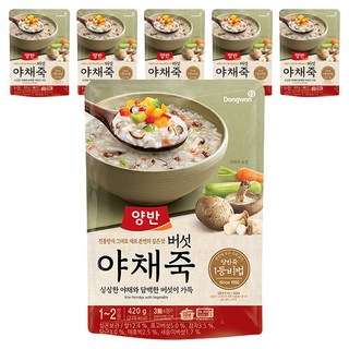 양반 버섯 야채죽, 420g, 6개