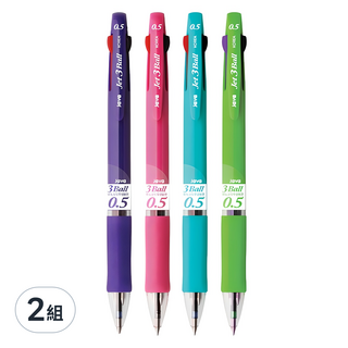 爪哇筆 Jet 3 Ball 0.5mm 多色原子筆, 紫色、粉色、薄荷色、黃綠色, 2組