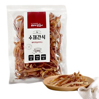 야아부르니 강아지 수제간식 대용량팩, 돼지귀슬라이스, 400g