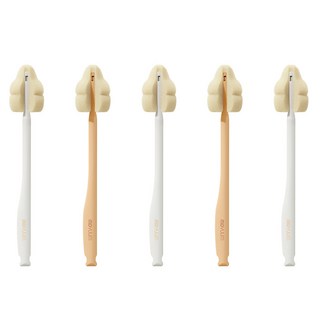 모윰 롱핸들 스펀지 젖병 젖꼭지솔 5p 세트, 1세트, 크림오렌지 + 크림화이트