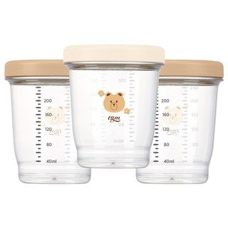 티지엠 에코젠 이유식 용기 3종, 240ml, 탠브라운 + 아이보리, 1세트