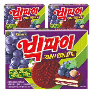 빅파이 영동포도 과자파이 중, 216g, 3개