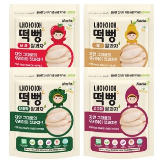 내아이애 유기농 떡뻥 쌀과자 4종 세트, 단호박, 고구마, 사과, 배, 120g, 1세트