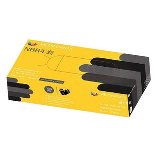 MEDIHAND 美恆 NBR手套, 無粉, 低敏感, 黑色防汙, 100個入, XS, 黑色, 1盒