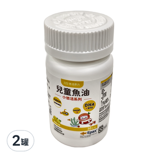 悠活原力 兒童魚油 咀嚼軟膠囊 檸檬口味, 940mg, 30顆, 2罐