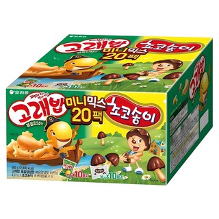 오리온 고래밥 초코송이 미니믹스 과자세트 – 고래밥 볶음 양념맛 10개 + 초코송이 10개, 1세트 파티팩