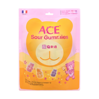 ACE 酸Q熊軟糖, 五種綜合水果口味, 無添加色素、香料、防腐劑, 法國進口, 220g, 1袋