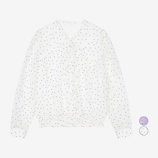 SI(씨) 여성용 브이넥 러플 쉬폰 도트 블라우스 SKBAB2405