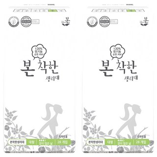 유기농본 착한 생리대 날개형, 대형, 28개입, 2개