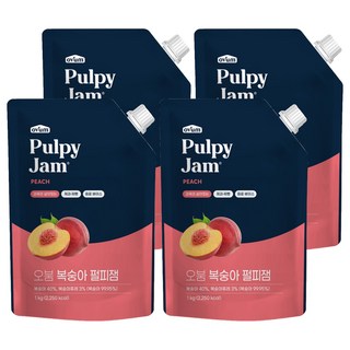 오붐 복숭아 펄피잼, 1kg, 4개