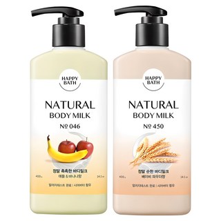 해피바스 정말 촉촉한 바디밀크 애플바나나향 400g + 정말 순한 바디밀크 베이비파우더향 400g, 1개