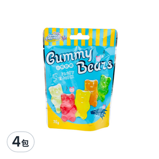 Juicee Gummee QQ軟糖 水果熊造型,70g,4包,口感Q彈有嚼勁，多種水果風味一次滿足