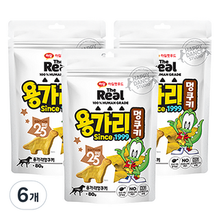 하림펫푸드 강아지 더리얼 용가리 멍쿠키, 닭가슴살, 80g, 6개
