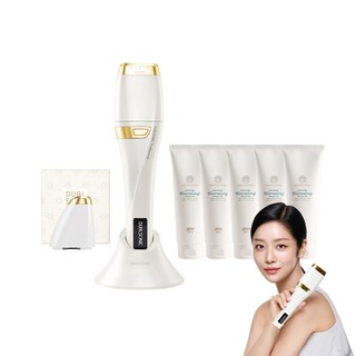 듀얼소닉 프로페셔널 미용기기 + 페이스 카트리지 1만샷 + 아이 카트리지 10만샷 + 블루밍젤 5p 세트, JOMT-AH-01A, 화이트 + 골드