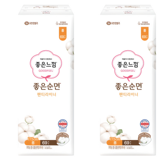 좋은느낌 좋은순면 롱 팬티라이너, 69개입, 2개
