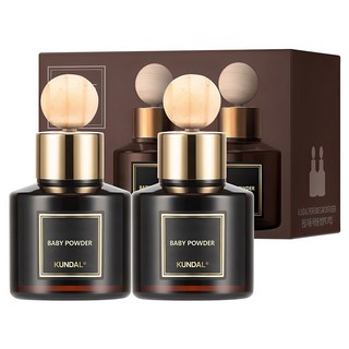 쿤달 퍼퓸 차량용 디퓨저 75ml 2개 + 우드볼스틱 2개, 베이비파우더, 1세트