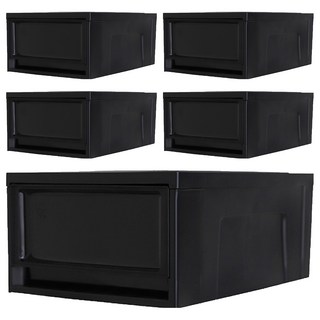 아이리스 1단 서랍함 BC-370, 블랙, 26.4 x 37 x 16 cm, 5개