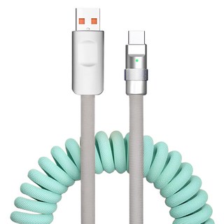 안드로이드 OS 전용 아더어스 스프링 팝 C타입-A타입 케이블, 65cm, 민트색, 1개 코일충전케이블