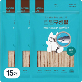 내츄럴랩 견 탐구생활 건조간식, 대구, 100g, 15개