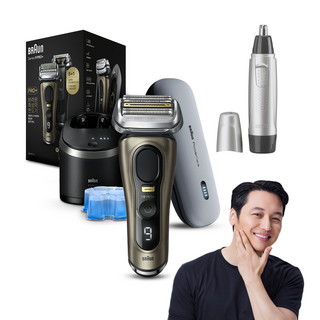 BRAUN 시리즈 9 PRO+ 전기면도기 + 파워 케이스 + 코털정리기 세트, 9569cc(면도기), EN10(코털정리기), 골드(면도기), 실버(코털정리기)
