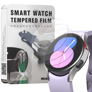 누아트 갤럭시 워치 9H 고강도 풀커버 강화유리 액정보호필름 세트, 투명, 3개