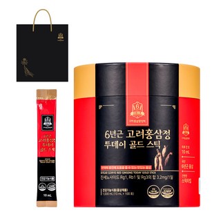 고려홍삼중앙회 6년근 고려홍삼정 투데이 골드 스틱 + 쇼핑백, 10ml, 100개