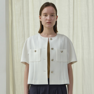 아틀리에나인 여성용 래글런 트위드 셋업 슬림핏 반소매 자켓 JK-2939