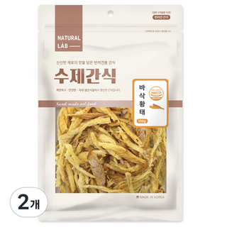 내츄럴랩 바삭 수제 강아지 간식, 황태, 100g, 2개