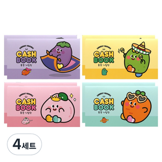 핑크풋 당근친구들 용돈기입장 4종 x 2p 세트, MINT, YELLOW, PINK, PURPLE, 4세트