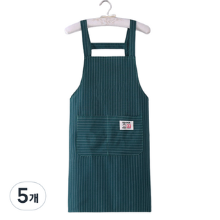 씨오브비 주방용 카페용 코튼 패브릭 앞치마, 그린, 5개
