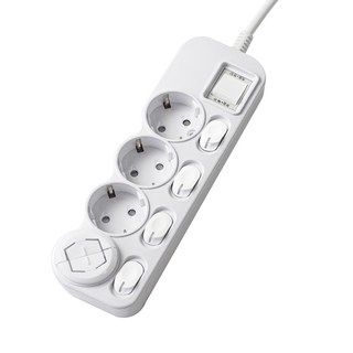 에코파워탭 LED 개별 과부하차단 멀티탭 전선형 4구 EPM-L304SS + 안전커버 랜덤발송, 3.5m, 혼합색상, 1개