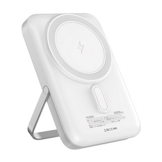 요거 맥세이프 스탠드 보조배터리 고속 충전 마그네틱 무선 거치대 대용량 10000mAh, 화이트