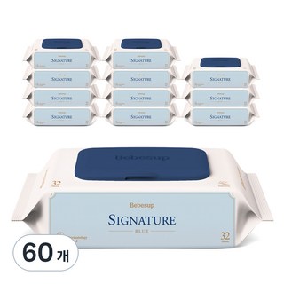 베베숲 시그니처 블루 유아물티슈 캡형, 75g, 32매, 60개
