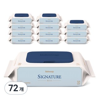 베베숲 시그니처 블루 유아물티슈 캡형, 75g, 32매, 72개