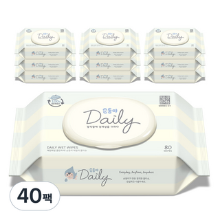 순둥이 데일리 물티슈 캡형 45평량, 40개, 80개입