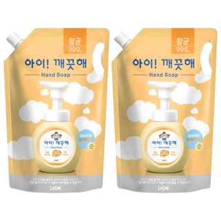 아이깨끗해 폼 핸드솝 순 파우더향 리필, 1.8L, 2개