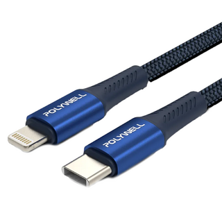 POLYWELL 寶利威爾 Type-C-Lightning PD編織快充線 適用蘋果iPhone, 1m, 藍色, 1條