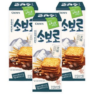 크라운 소복소복 소보로 쿠키, 60g, 3개