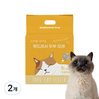 펫드레서 응고형 두부 고양이 모래 2mm, 7L, 2개, 고소한향