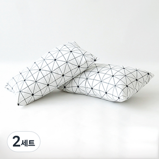 Magic Bed 厚實枕頭套2入+枕芯2入組, 白色格子