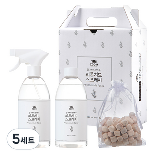 줌100%편백수 피톤치드 스프레이 500ml+리필500ml+편백칩증정 세트, 5세트