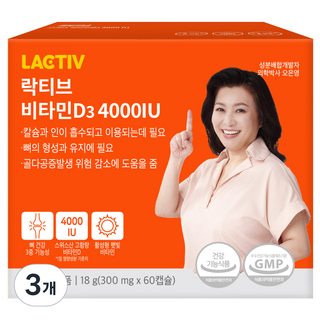 락티브 비타민D3 4000IU 18g, 60정, 3개