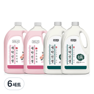 아토세이프 세탁선생 액체세제 2.5L x 2p + 섬유유연제 로즈부케향 2.5L2p, 6세트